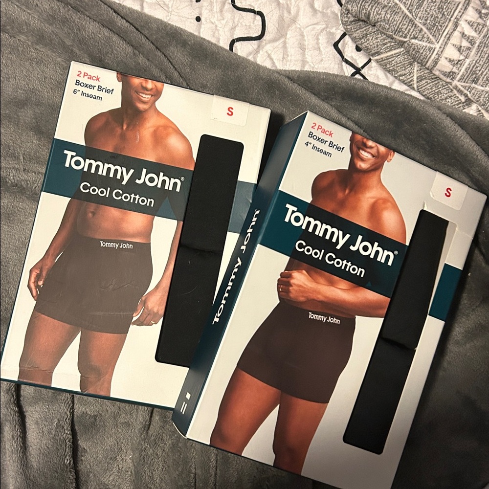 Tommy John Cool Cotton Boxer Briefs - Black 2-Pack NEW Comfy Gift (2 Packs)